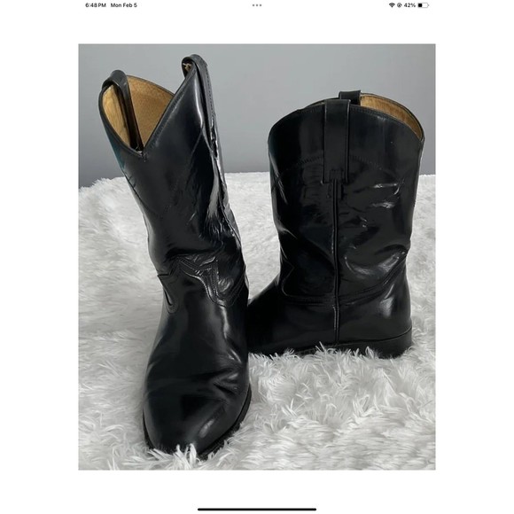 Rebelde Mens US Sz 9.5 Leather Boots Black Cowboy Western Made In Mexico Size 28 main image 6